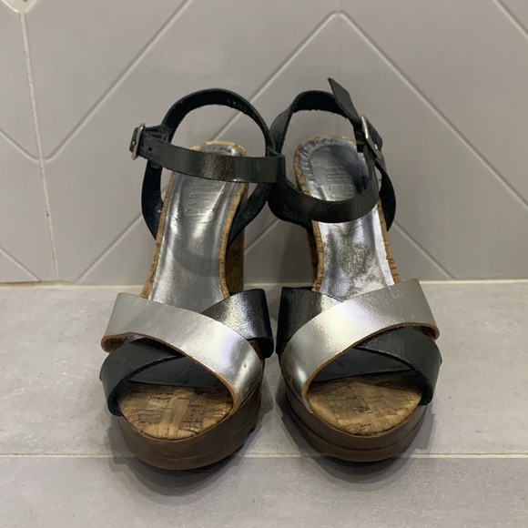 Portuguese Made Gorgeous Leather Cork Platform High Heels Sandals - Picture 5 of 11